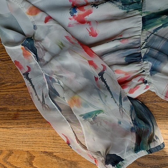 ChicWish Paint In Grace Flowy Watercolor Maxi Dress Size L - Picture 7 of 8